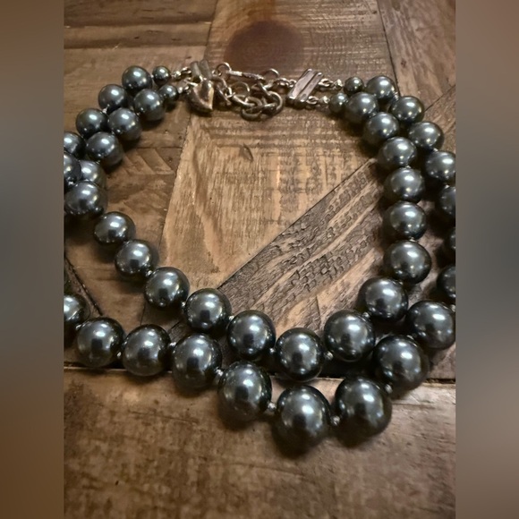 Majorica Dark Gray Double Layer Pearl Necklace 1985 With Certificate And Box - Picture 4 of 9